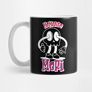Stoic “Momento Mori” Cartoon Skull In Black Mug